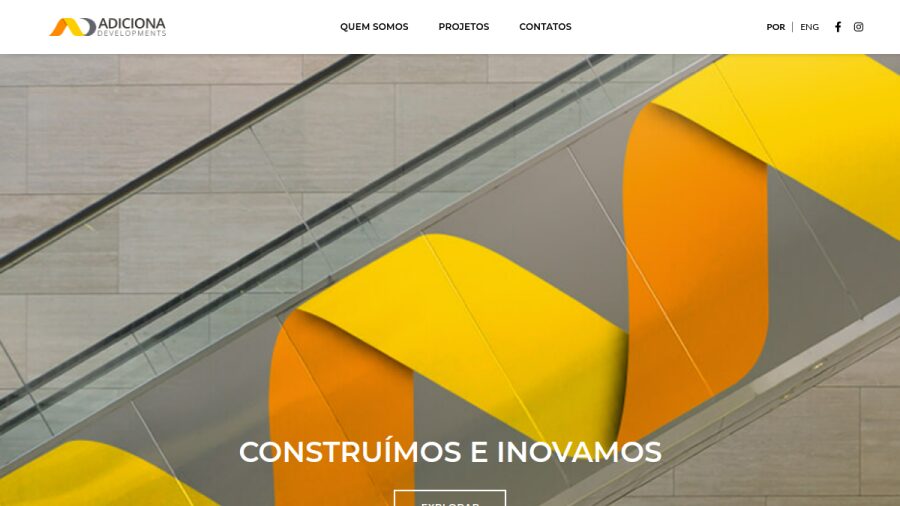 Página web de Adiciona Developments, constructora en Portugal